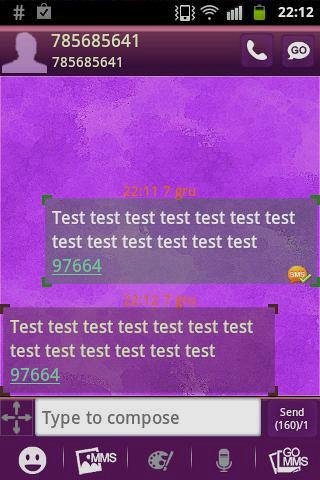Purple Violet GO Theme SMS Screen 2