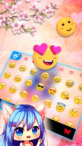Pink Sakura Girl Keyboard Them Screen 3