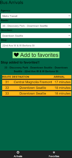 Android application Seattle METRO Bus Tracker screenshort