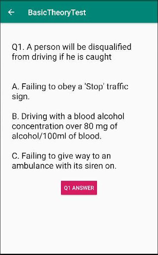 Basic Theory Test(BTT) SG Screen 3