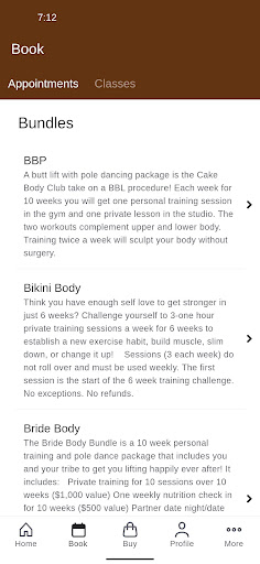 Cake Body Club Screen 2