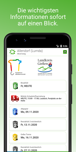 Android application Landkreis Gießen Abfall-App screenshort