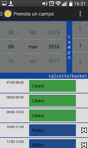 Prenotazione Campi Online Screen 2