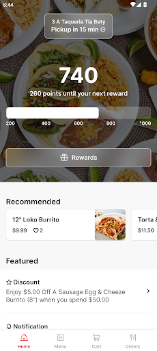 Android application 3 Aguilas Taqueria screenshort