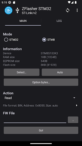 Screenshot of ZFlasher STM32