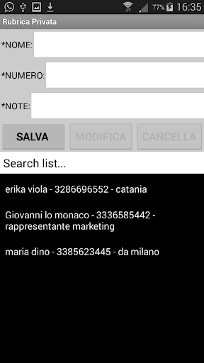 Rubrica Privata Screen 3