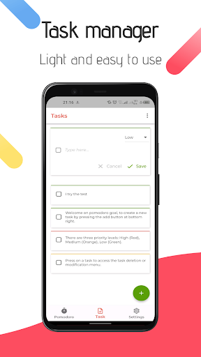 Android application pomodoro goal screenshort