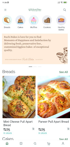 Android application Ruchi Bakes screenshort