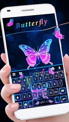 Pink Neon Butterfly キーボードのおすすめ画像1