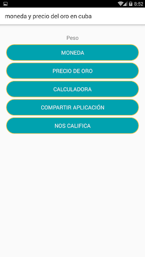 Android application moneda y precio del oro en cub screenshort