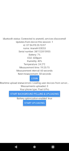 Android application CO2 Tracker Uploader client screenshort