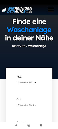 Android application wirreinigendeinauto24 screenshort
