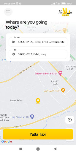 Android application Yalla taxi screenshort