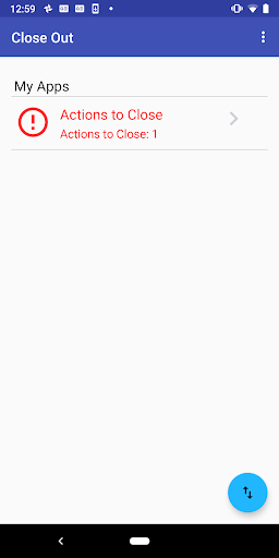 Android application Action Close Out screenshort