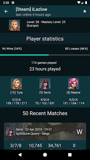 Player Tracker for Paladins Screen 3