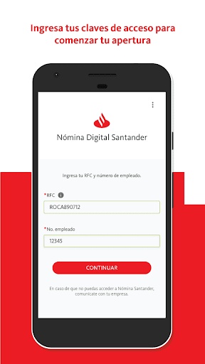 Android application Santander Nómina screenshort