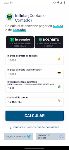 Android application Infleta screenshort