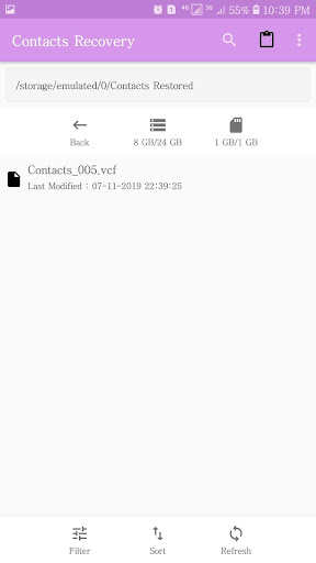 Restore Deleted Contacts Screen 3