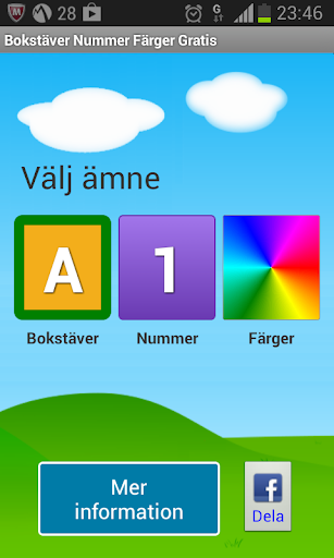 Android application Bokstäver Nummer Färger screenshort