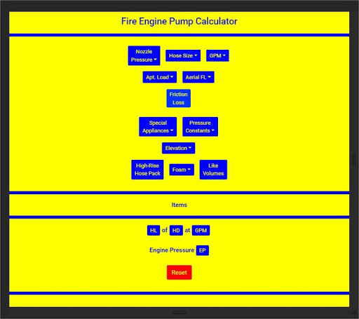 Fire Engine Pump Chart Screenshot