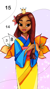 Princess Coloring by Numbers