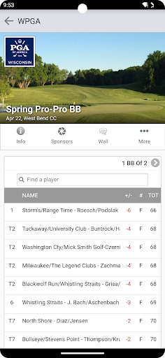 Android application Wisconsin PGA screenshort