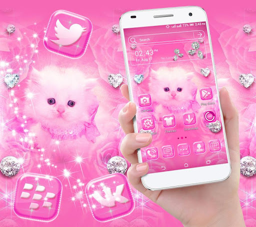 Cute Pink Cat Launcher Theme Screen 3