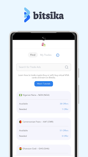 Bitsika: USDT Visa Cards / P2P Screen 3