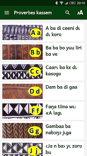 Android application Proverbes kasem screenshort