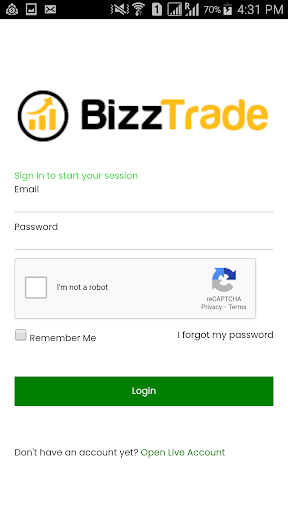 Android application Bizz Trade CRM screenshort