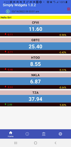 Android application Simply Stock and Crypto Widget screenshort