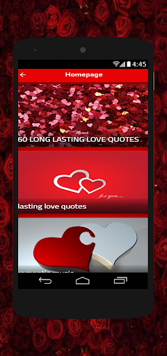 Android application lasting love quotes screenshort