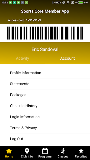 Sports Core Member App Screen 3