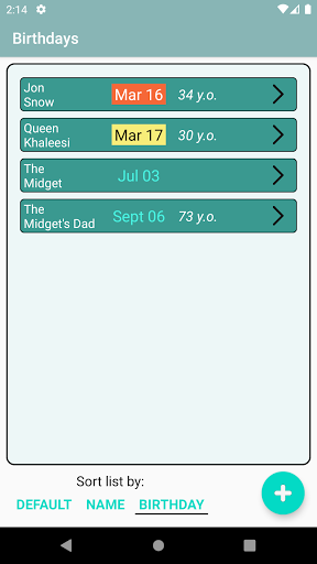 Android application Birthdays reminder & SMS send screenshort