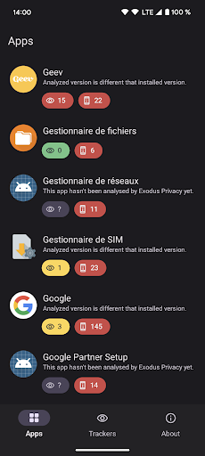 Android application Exodus screenshort