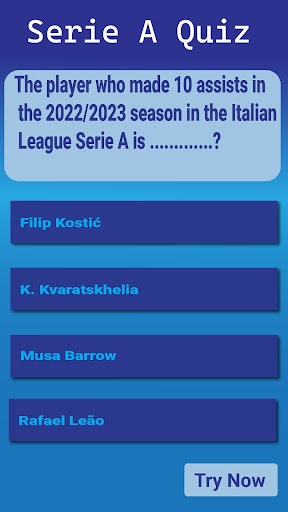 Android application Italian League Quiz screenshort