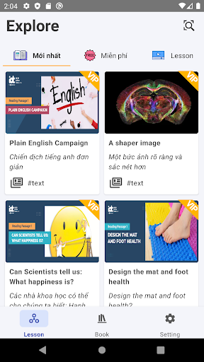 Android application Học IELTS Song Ngữ screenshort