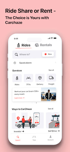 Android application CarChaze: Car Sharing Platform screenshort