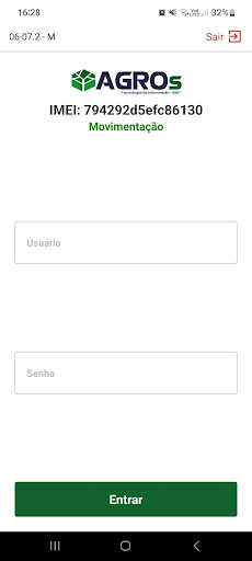 Android application Agros Movimentação screenshort