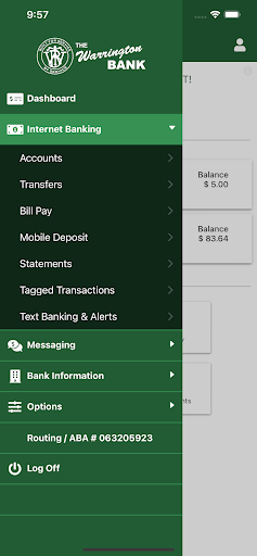 THE WARRINGTON BANK MOBILE Screen 3