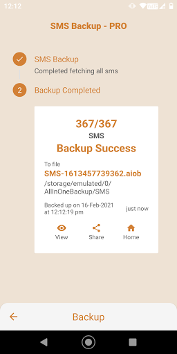 Screenshot of SMS Backup and Restore