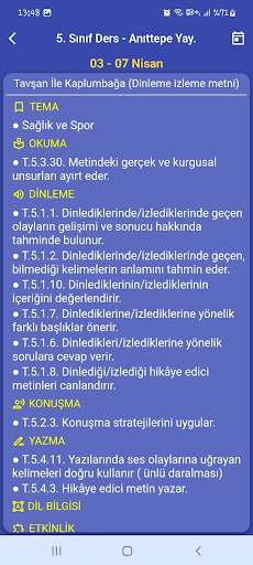 Türkçe Kazanımlar Screen 2