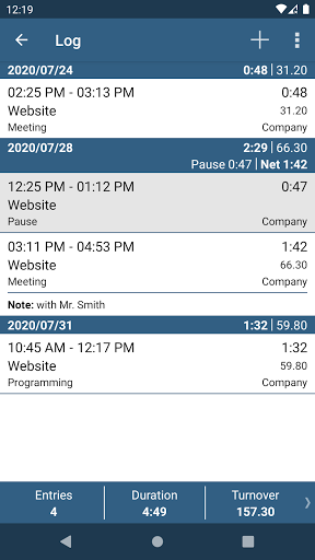 MPS TimeLog Free Screen 3