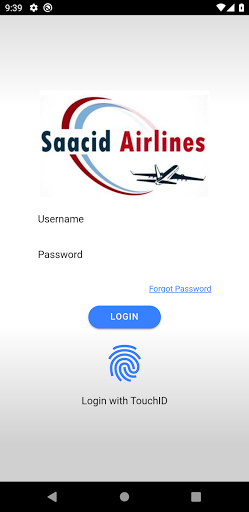Android application Saacid Airlines screenshort