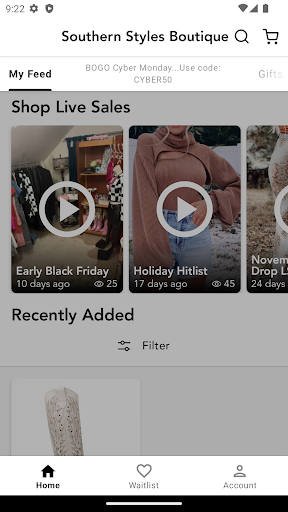 Android application Southern Styles Boutique screenshort