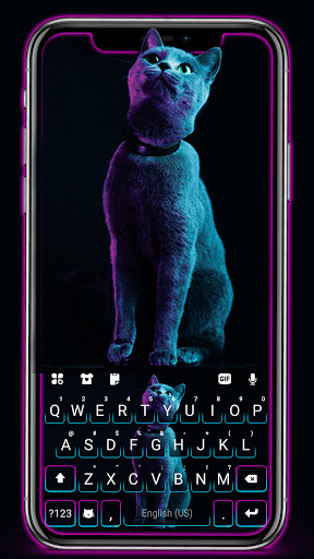 Android application Neon Kitten Keyboard Backgroun screenshort