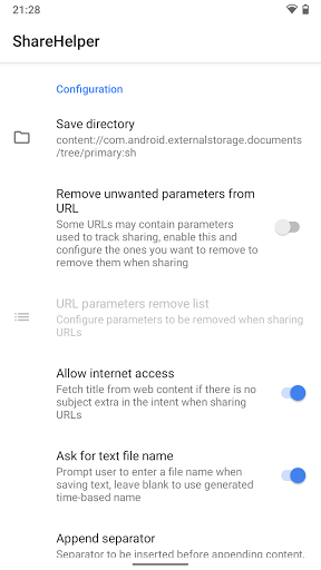 Android application ShareHelper screenshort
