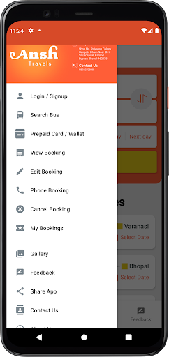 Android application Ansh Travels screenshort
