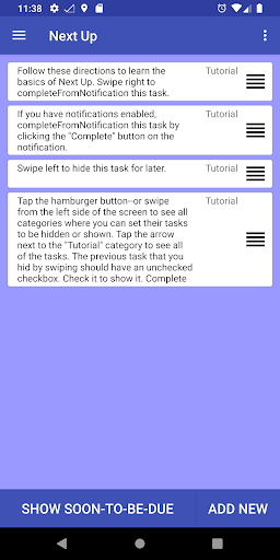 Android application Next Up | Custom to-do list screenshort
