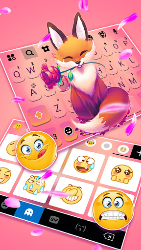 Cute Pink Fox Keyboard Backgro Screen 3